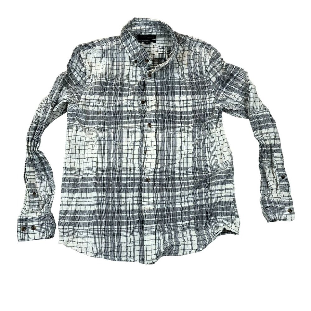 Banana Republic Mens Shirt Medium Plaid Slim Fit Long Sleeve Button Down Gray